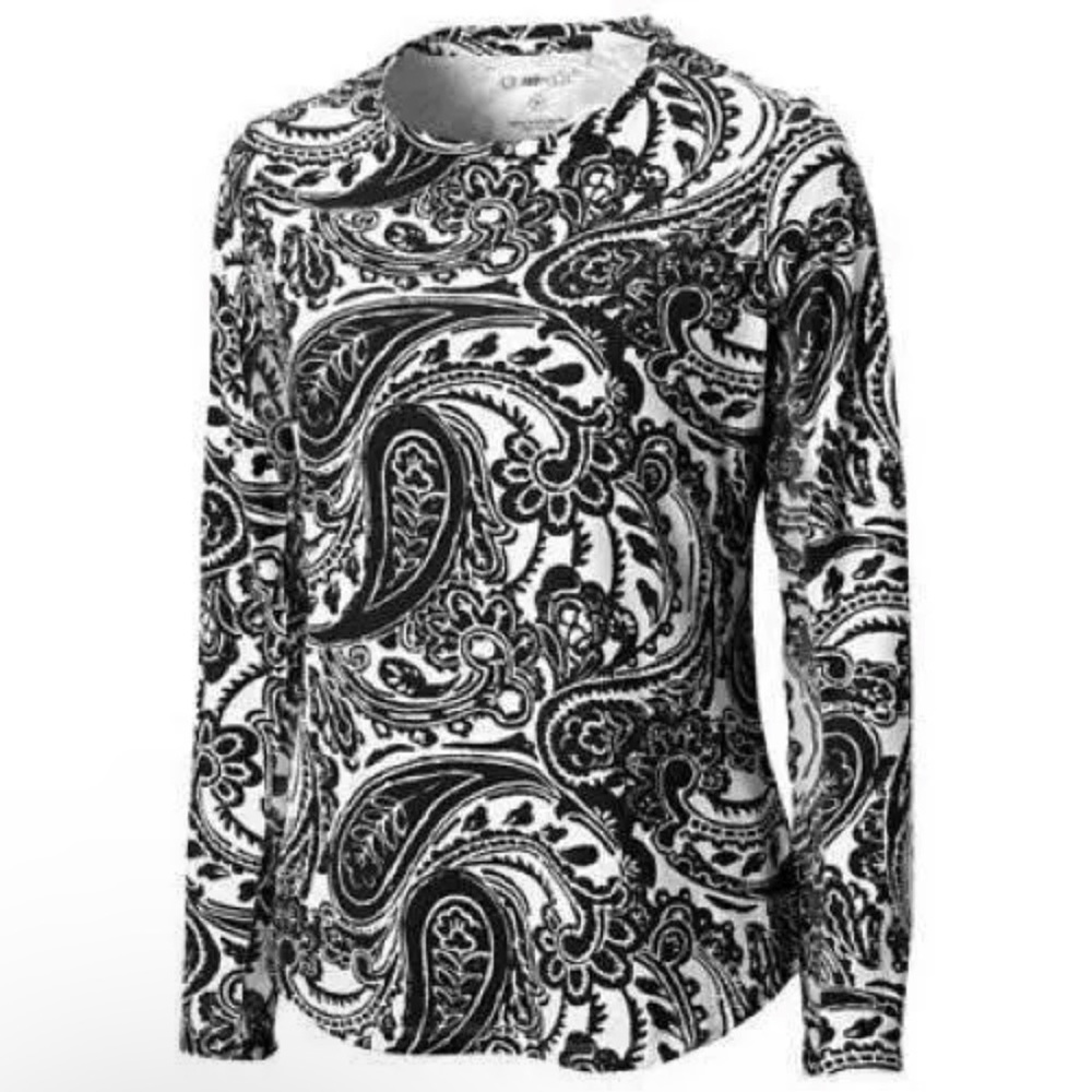Ibkul Pippa Black/white Long Sleeve Polo Zipper Neck Shirts Top 50 Spf Small NWT